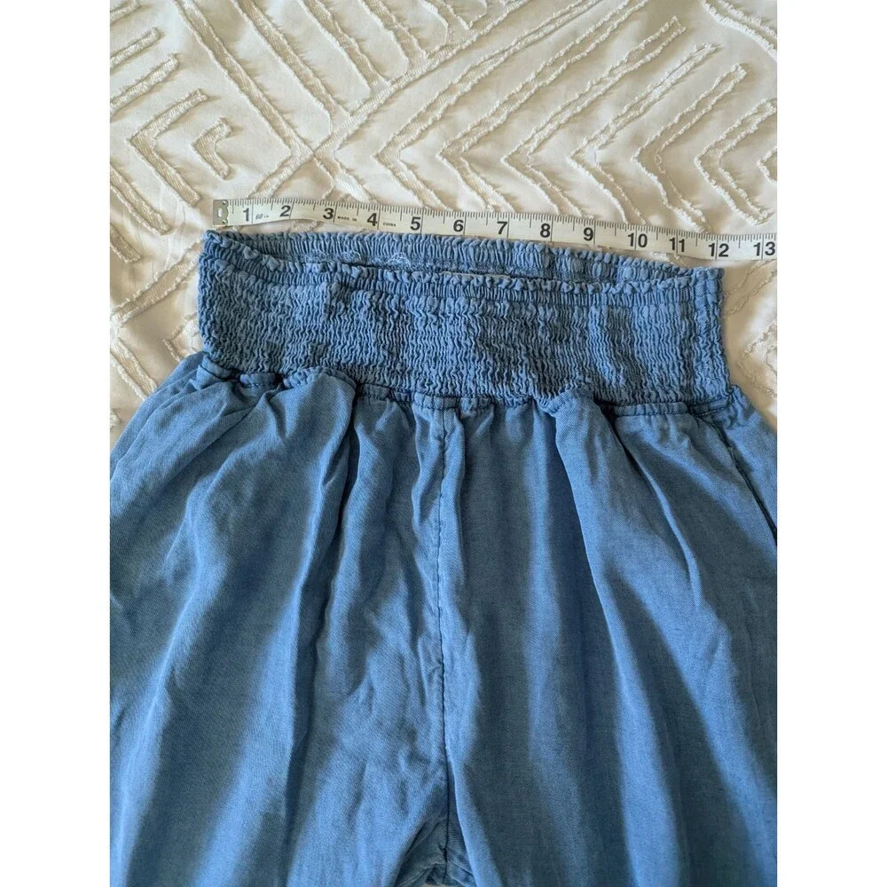 Women’s Joie Lyocell Wide Leg Pants Small smocked waist pull on chambray blue